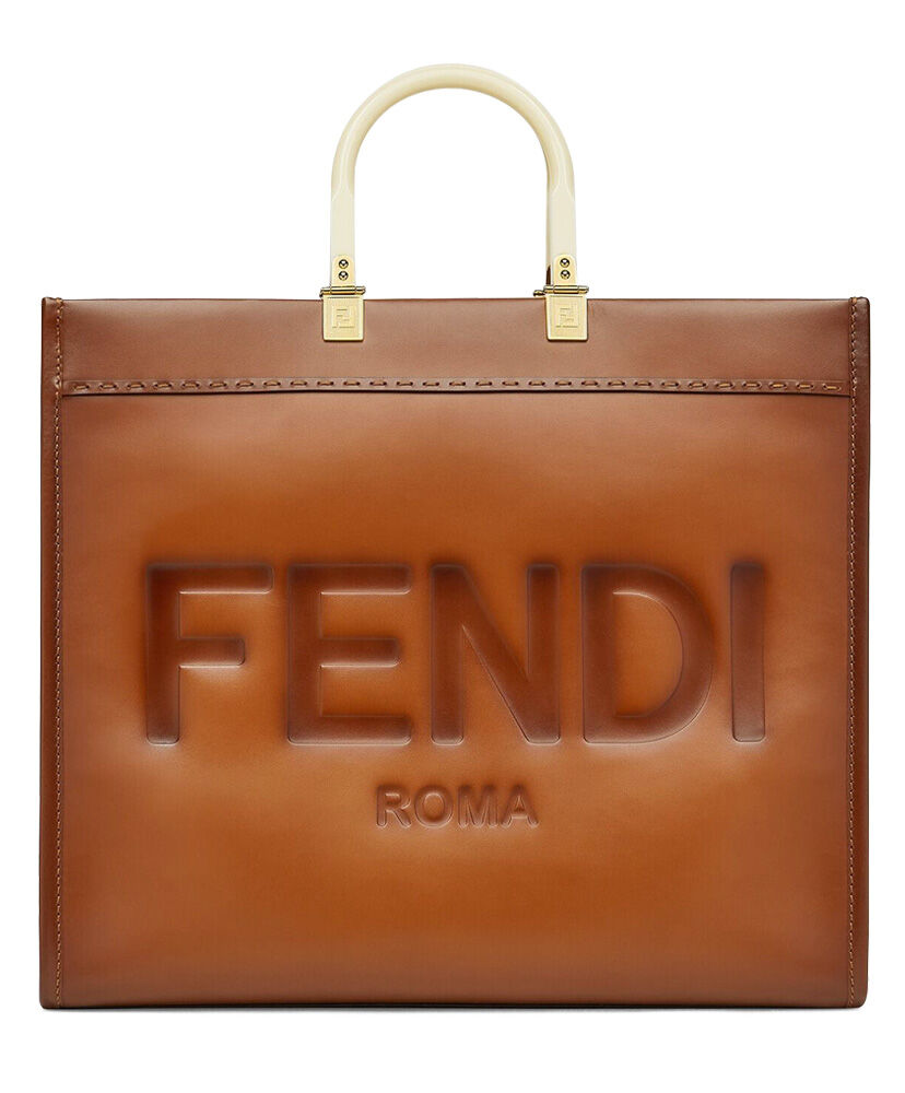 Fendi Medium Sunshine Shopper Brown Leather Bag